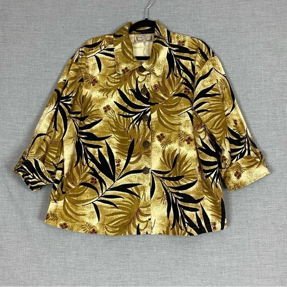 Life Style Shirt / Jacket Sz 2X Floral Jungle Heavy Denim Cotton - Picture 1 of 11
